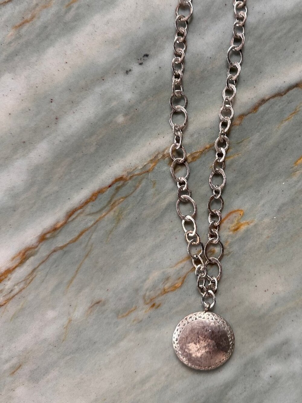 Lois Hill Sterling Silver Hammered Disc Pendant Necklace
